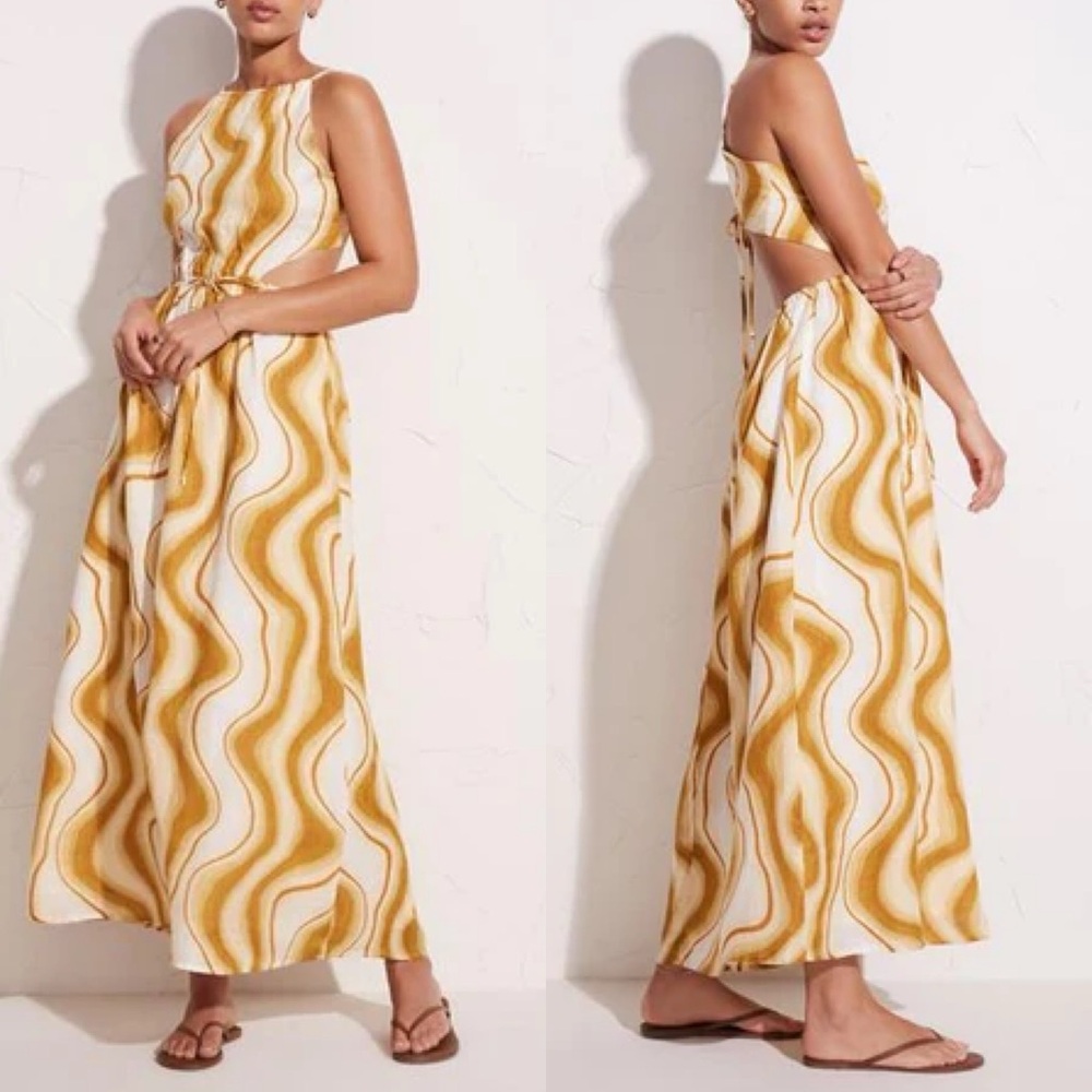 FAITHFULL THE BRAND LA PIEDRA LINEN MAXI DRESS SIZE 4